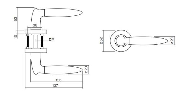 ProGriff TD-Elen auf Rosette–Chrom/Nickel matt